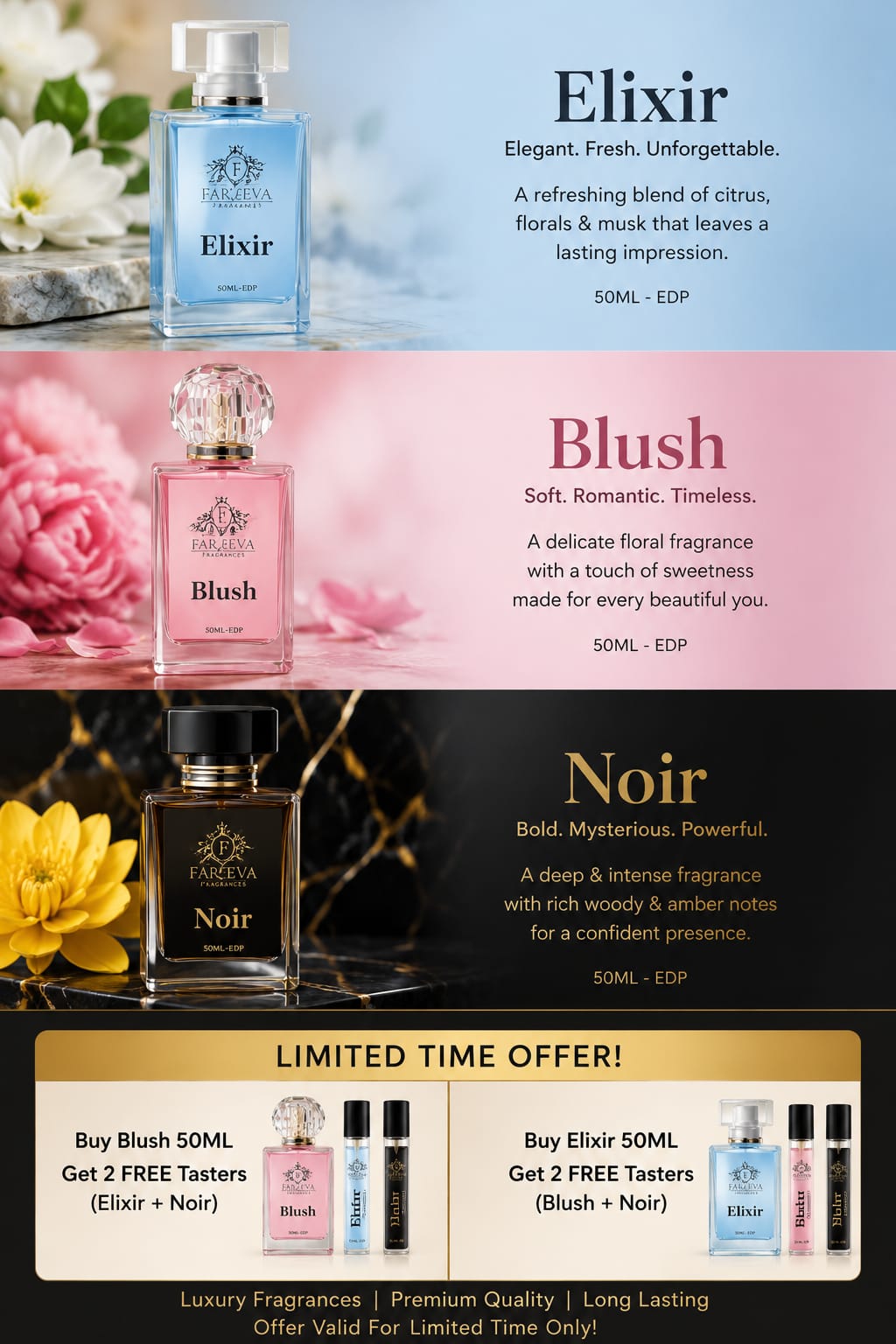 Buy 1 Perfume Get 2 FREE Testers Limited Time Offer