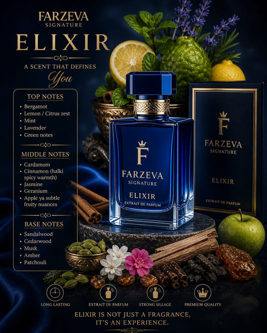 Elixir Unisex Perfume  Fresh Citrus, Cardamom & Woody Musk Long Lasting Fragrance (12–14 Hours)