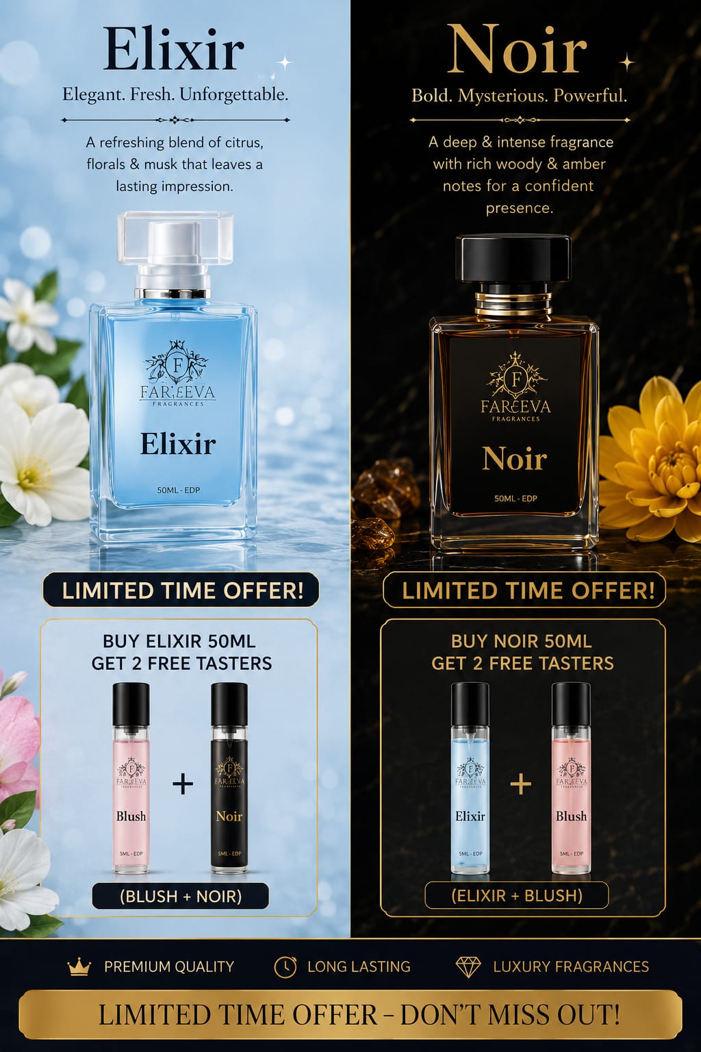 Buy 1 Perfume Get 2 FREE Testers Limited Time Offer