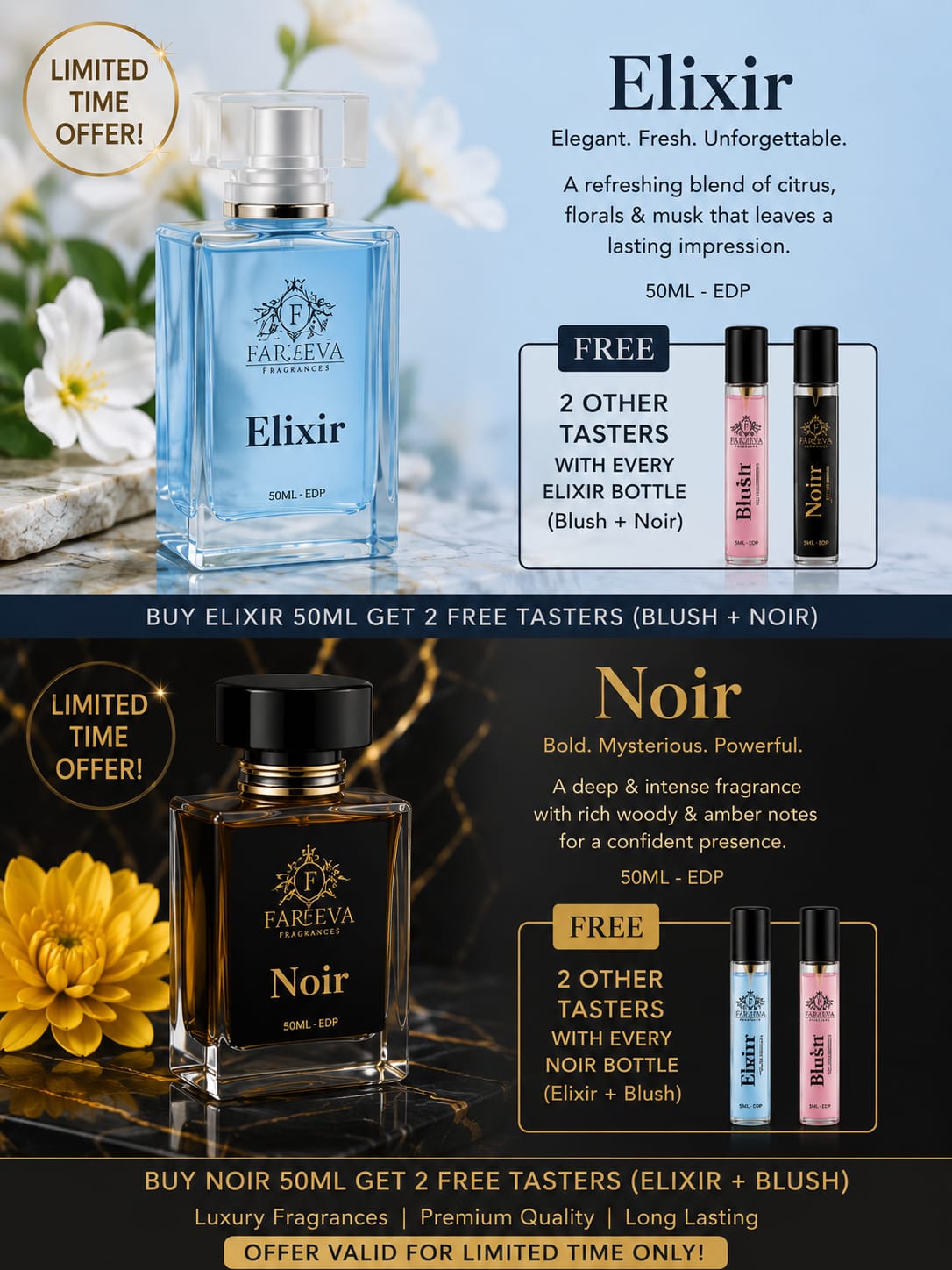 Buy 1 Perfume Get 2 FREE Testers Limited Time Offer